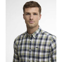 Olive Barbour Mens Harwood Gingham Tailored Shirt close