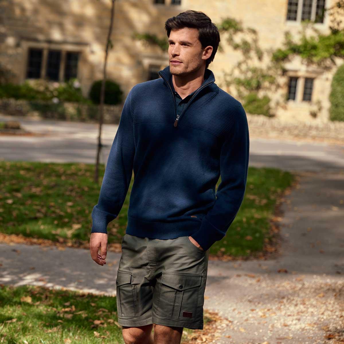 Navy Dubarry Mens Spillane Quarter Zip Jumper Lifestyle Walking