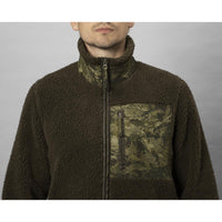 Grizzly Brown Seeland Mens Zephyr Camo Fleece Jacket On Model Front Detail