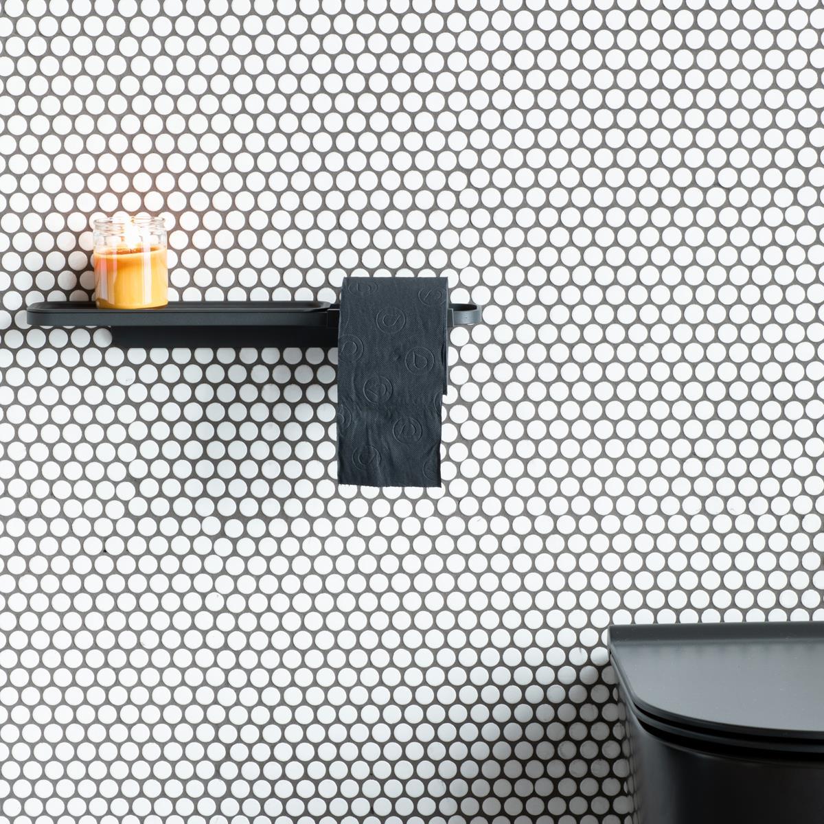Brabantia MindSet Toilet Roll Holder with Shelf Mineral Infinte Grey Lifestyle