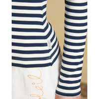 Navy Creme Joules Womens Sophie Long Sleeve Top Detail