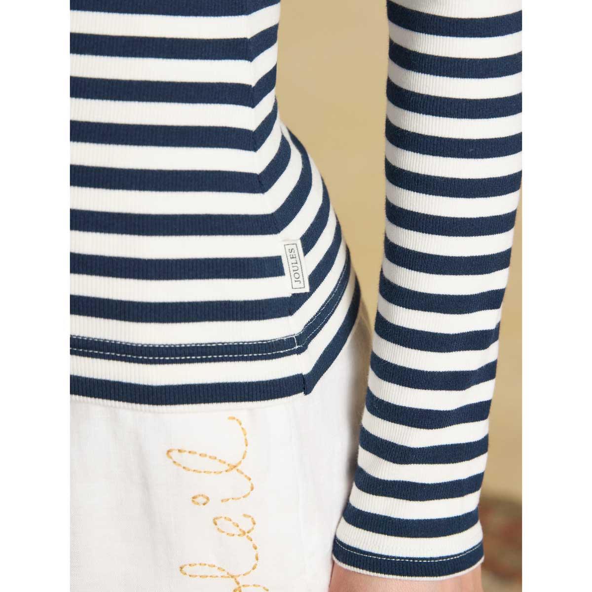Navy Creme Joules Womens Sophie Long Sleeve Top Detail