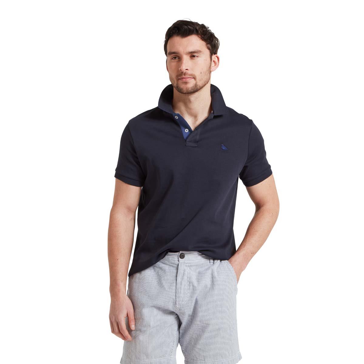 NAVY Schoffel Mens St Ives Jersey Polo Shirt FRONT