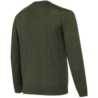 Green Moss Beretta Mens Merino V-Neck Sweater Back
