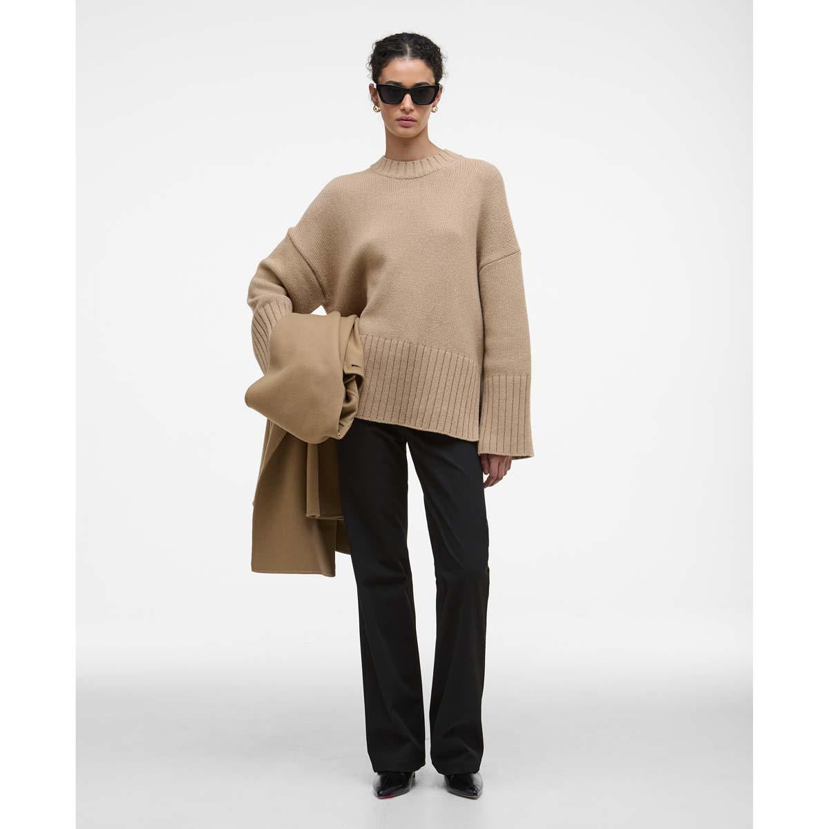 Pale Camel Barbour Womens Sophia Knitted Jumper On Model