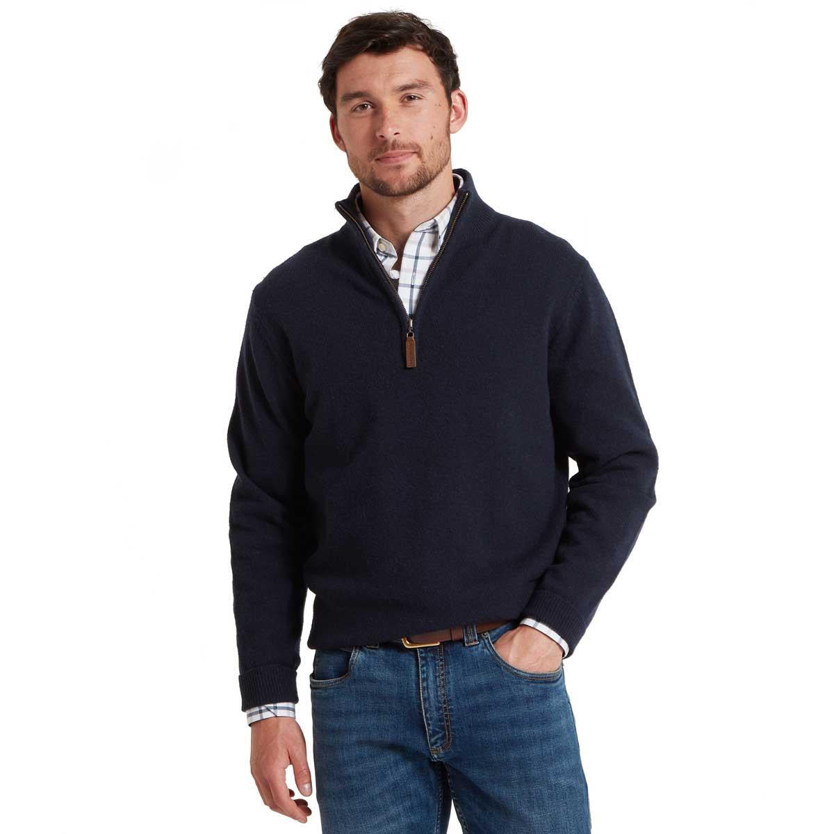 Schoffel Mens Calton Cotton Cashmere 1/4 Zip Jumper
