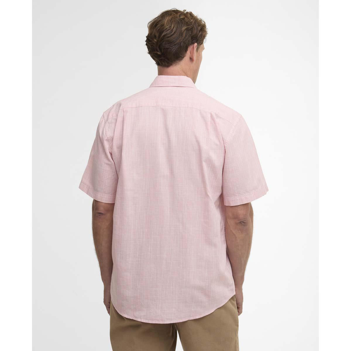 Pink Barbour Mens Fleming Linen Blend Regular S/S Shirt Back