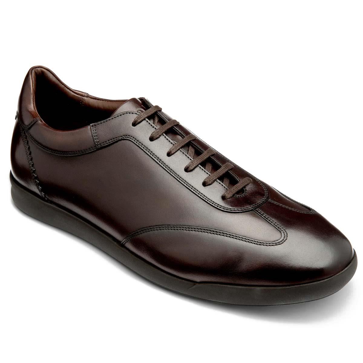 Dark Brown Burnished Calf Leather Loake Mens Mayfair Trainer