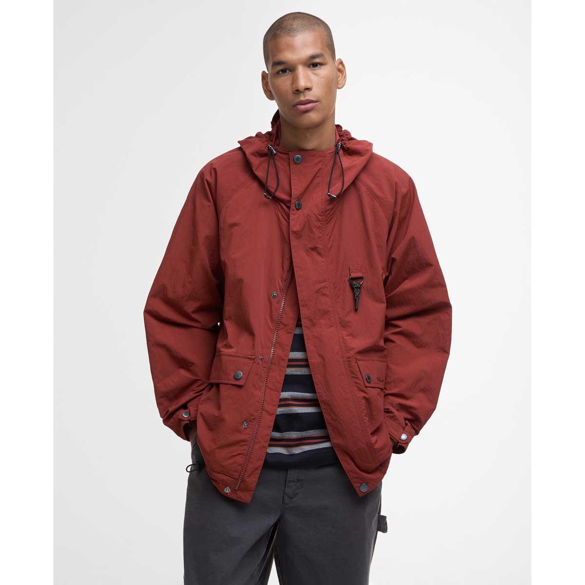 Fried Brick Barbour Mens Rig Showerproof Jacket Front