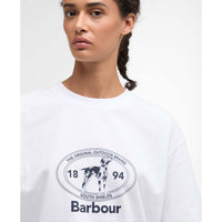White Barbour Womens Fern T-Shirt logo