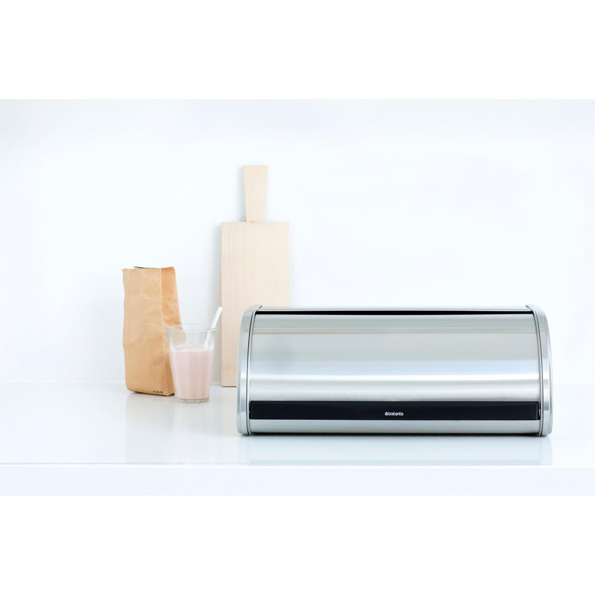 Brilliant Steel Brabantia Roll Top Bread Bin Lifestyle
