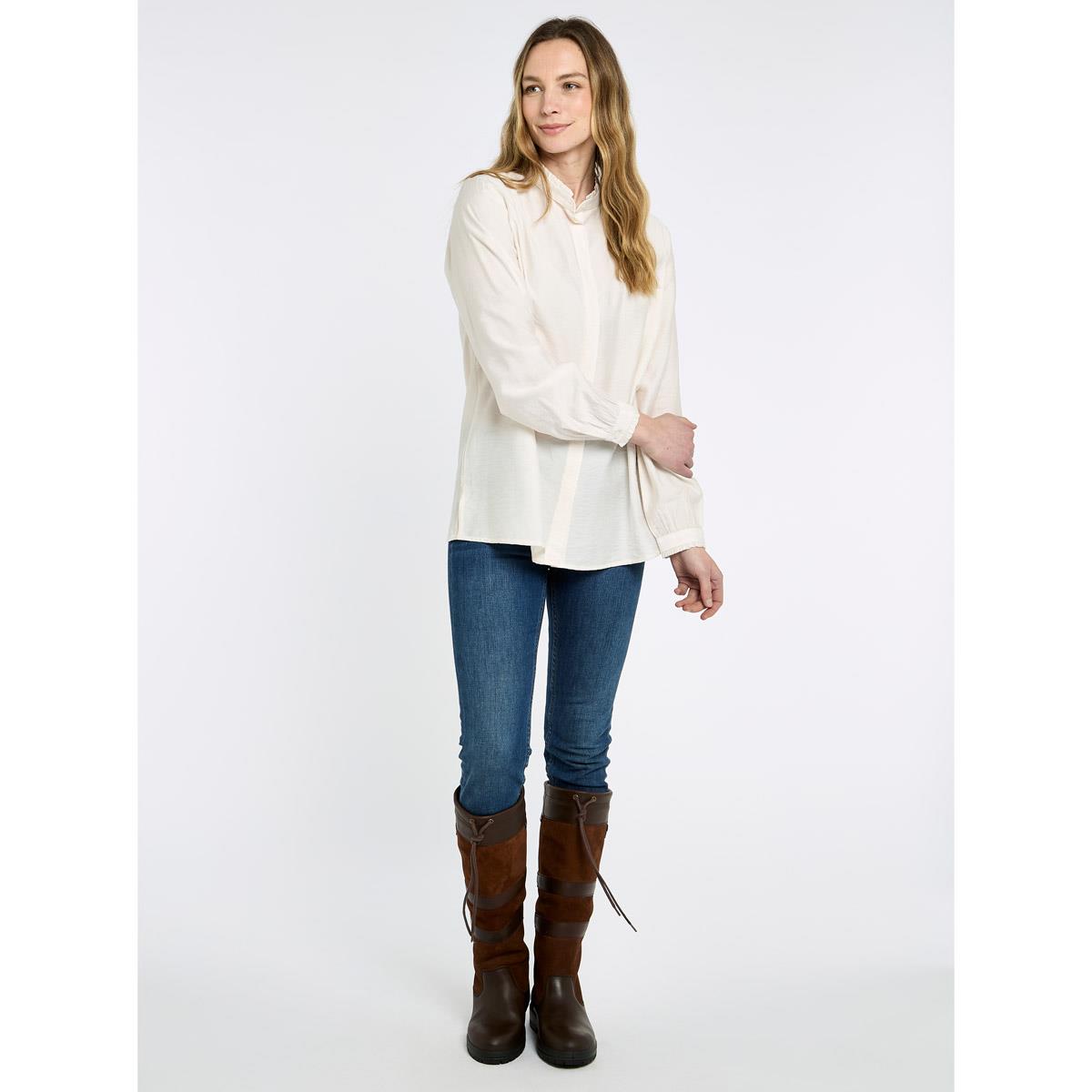 Ivory Dubarry Womens Iris Ruffle Blouse On Model
