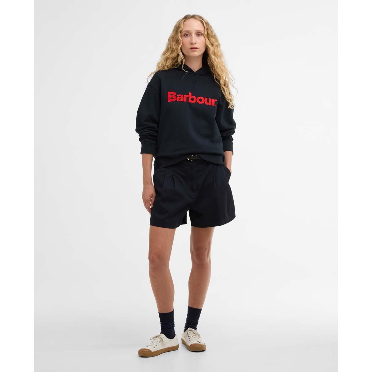 Navy Barbour Womens Hartland Hoodie On Model