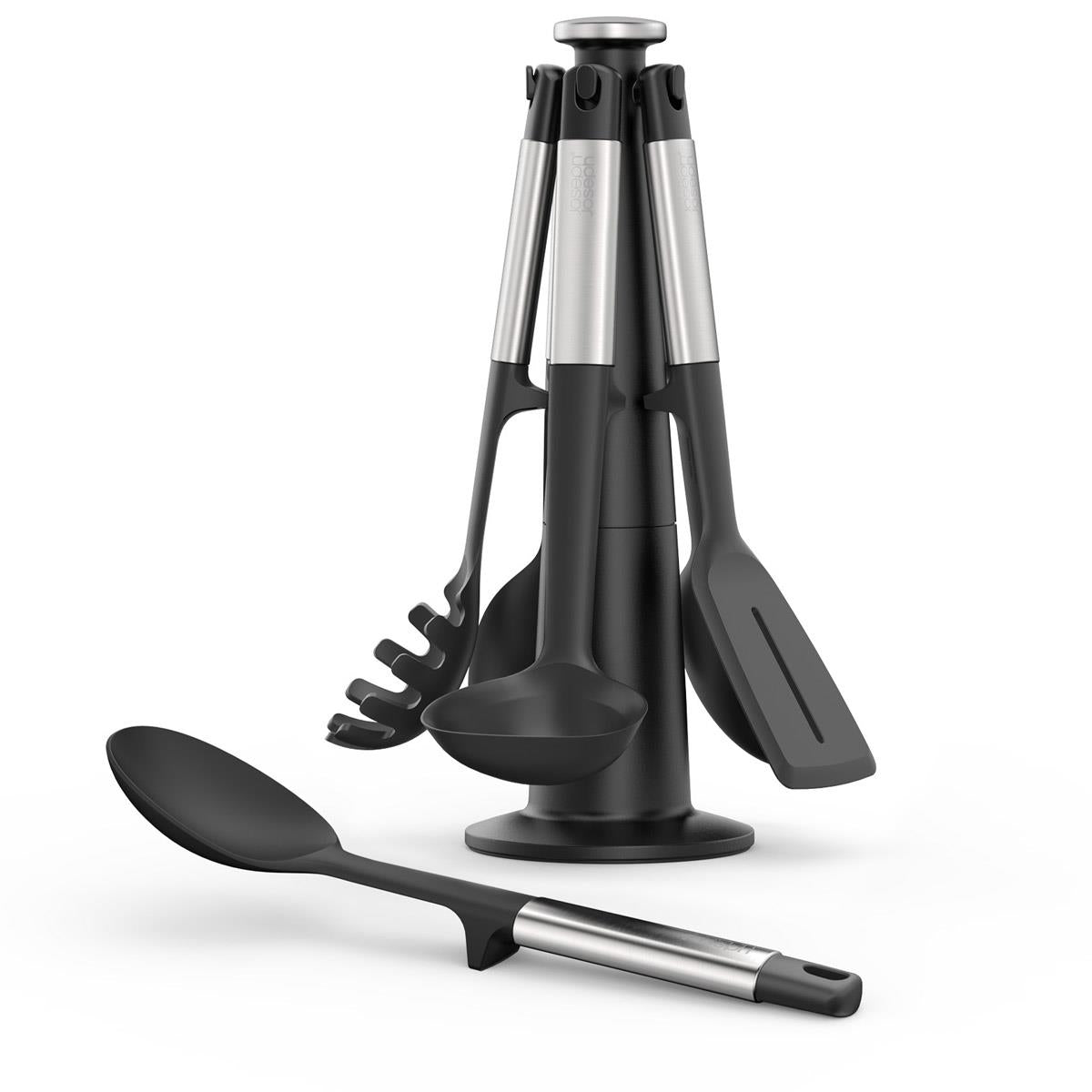 Joseph Joseph Elevate Stainless Steel Silicone 5-Piece Utensils Carousel Set Single Utensil and Carousel