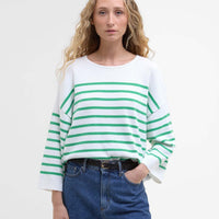 Cloud/Kelly Green Barbour Womens Kayleigh Knitted Jumper Front
