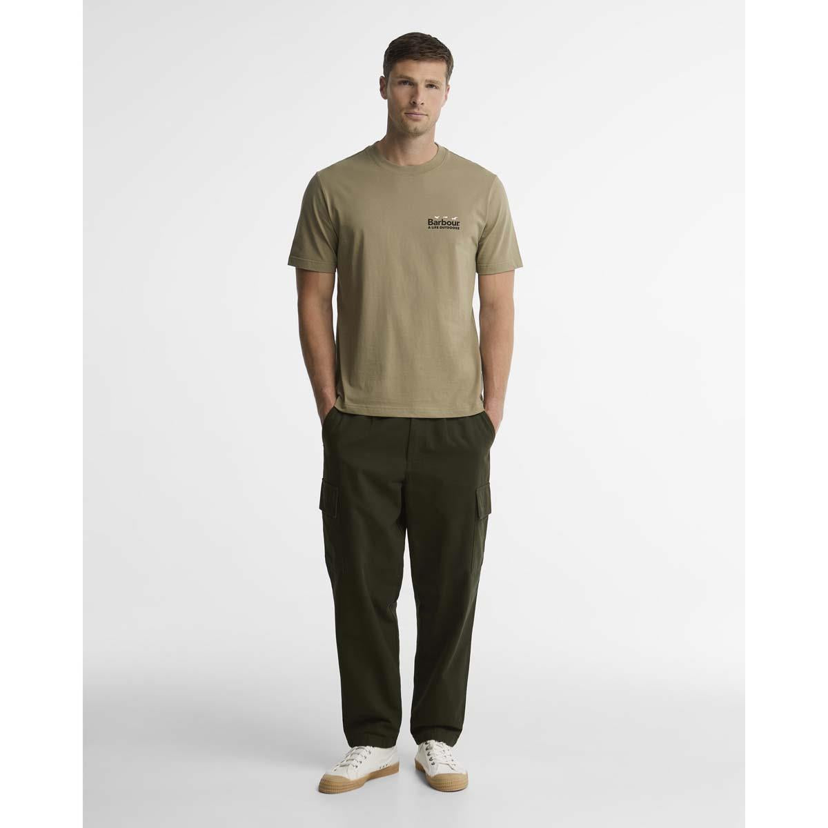 Barbour Mens Fly Home Relaxed Graphic T-Shirt ON MODEL