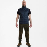 Dark Blue Deerhunter Mens Heat Padded Waistcoat on model