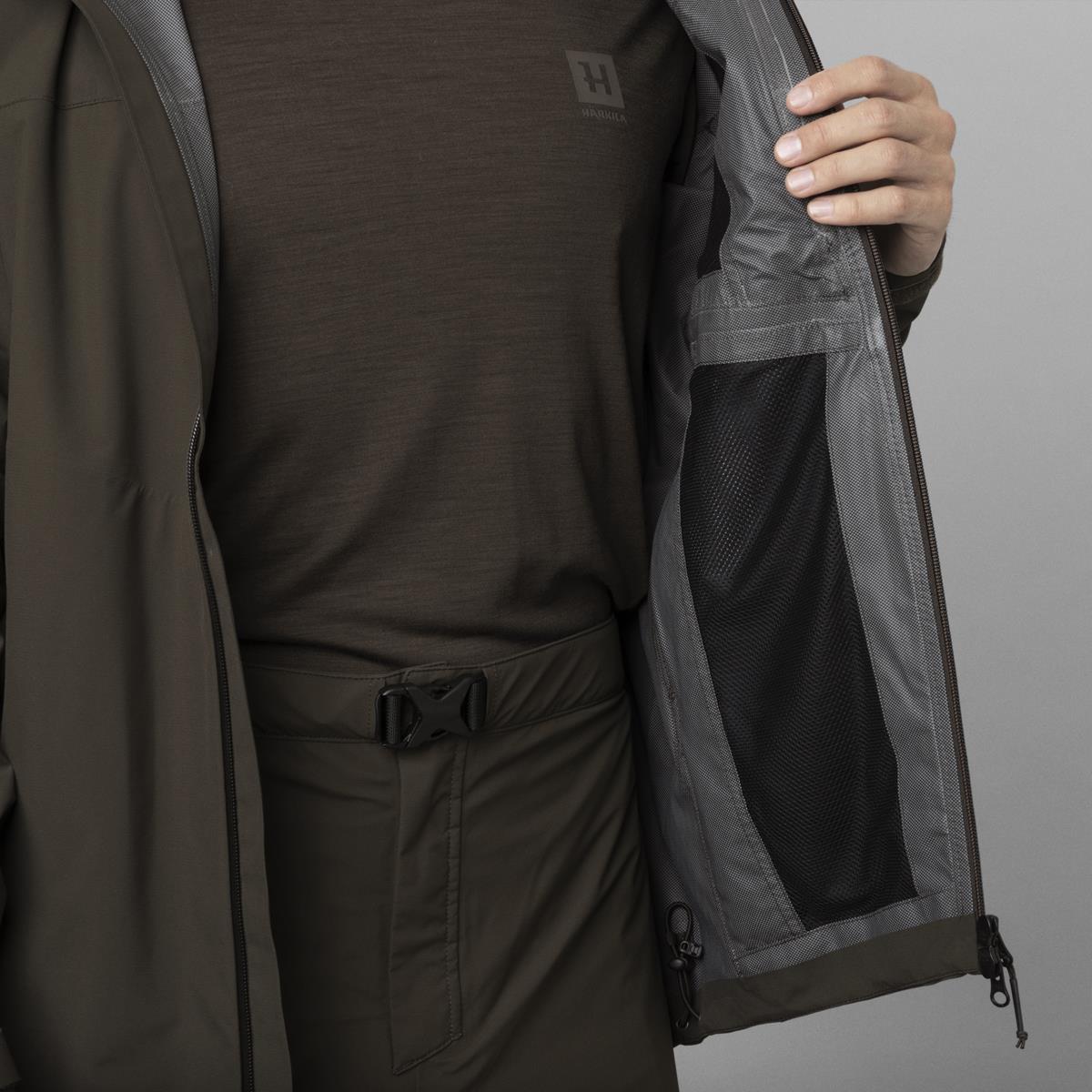 Willow Green Harkila Mens Logmar HWS Packable Jacket Interior Detail