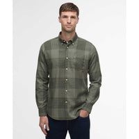 Olive Barbour Mens Heaney Checked Tailored Shirt Front
