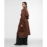 Brown Barbour Womens Alder Leather Sling Bag On Model Side