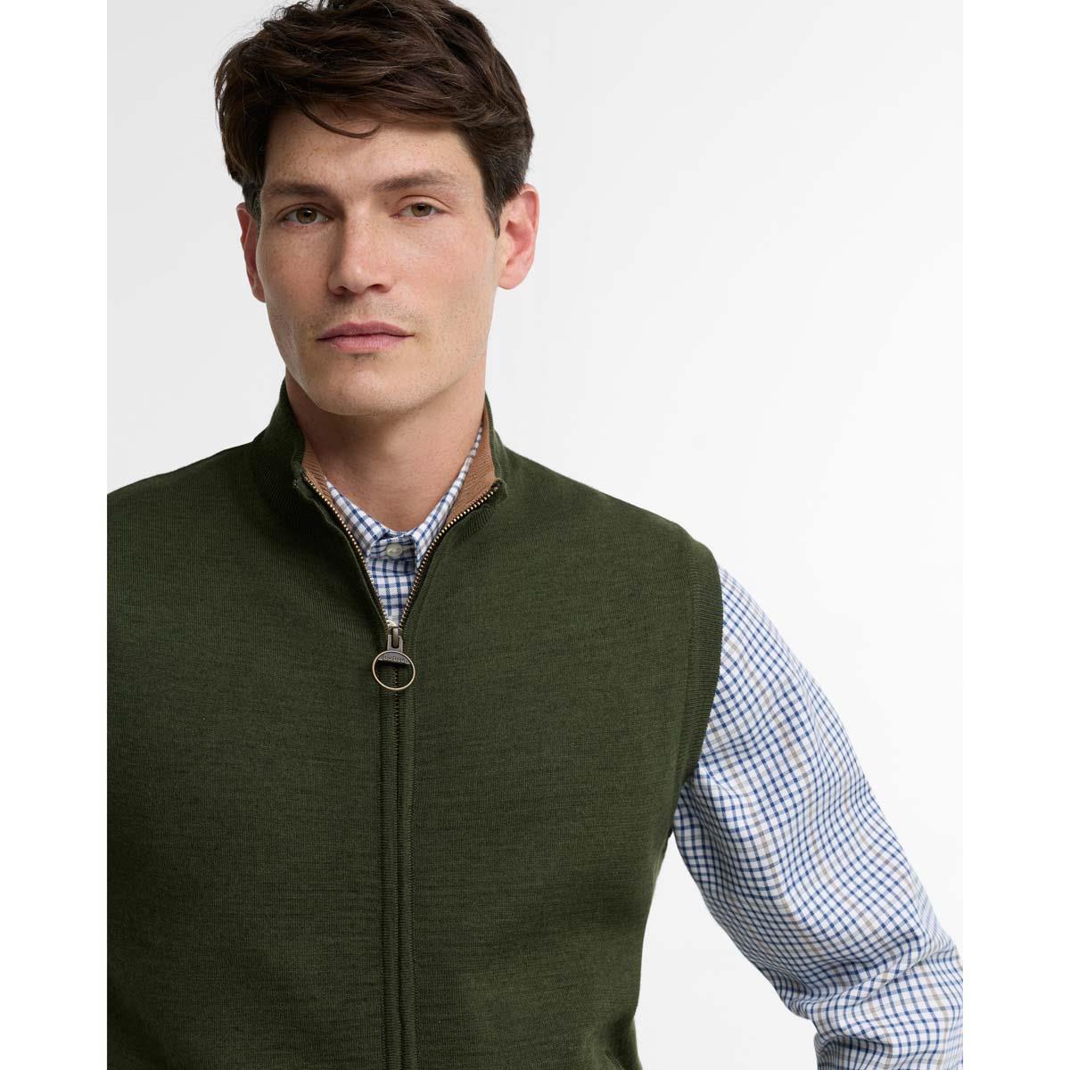 Olive Barbour Mens Marcus Knitted Gilet Chest