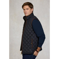 Ink Navy Holland Cooper Mens Country Quilted Gilet On Model Side