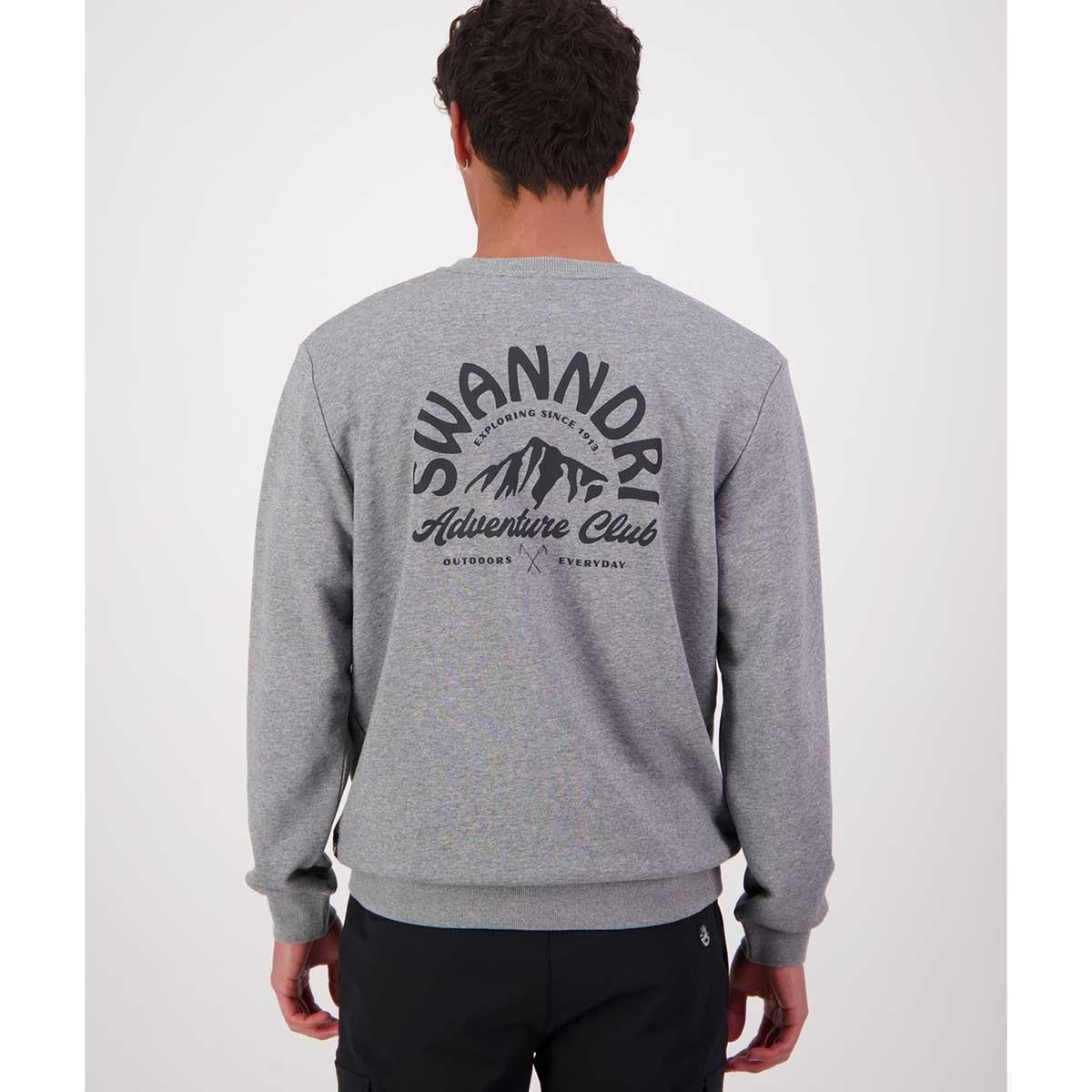 Mid Grey Marle Swanndri Mens Summit Crew Jumper Back