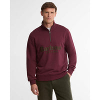Dark Bordeaux Barbour Mens Fosse Half Zip Sweatshirt FRONT