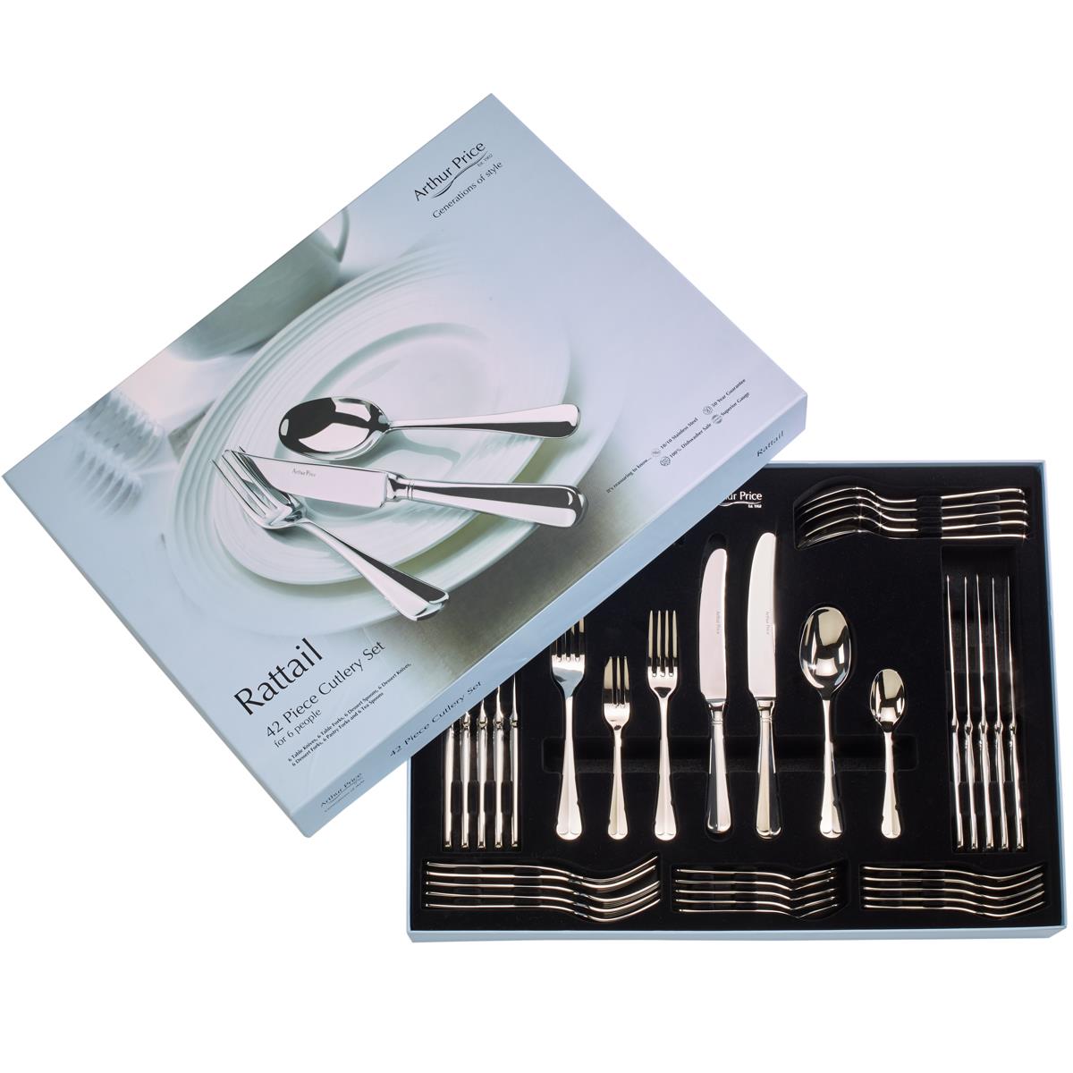 Arthur Price Rattail 42 Piece Cutlery Set