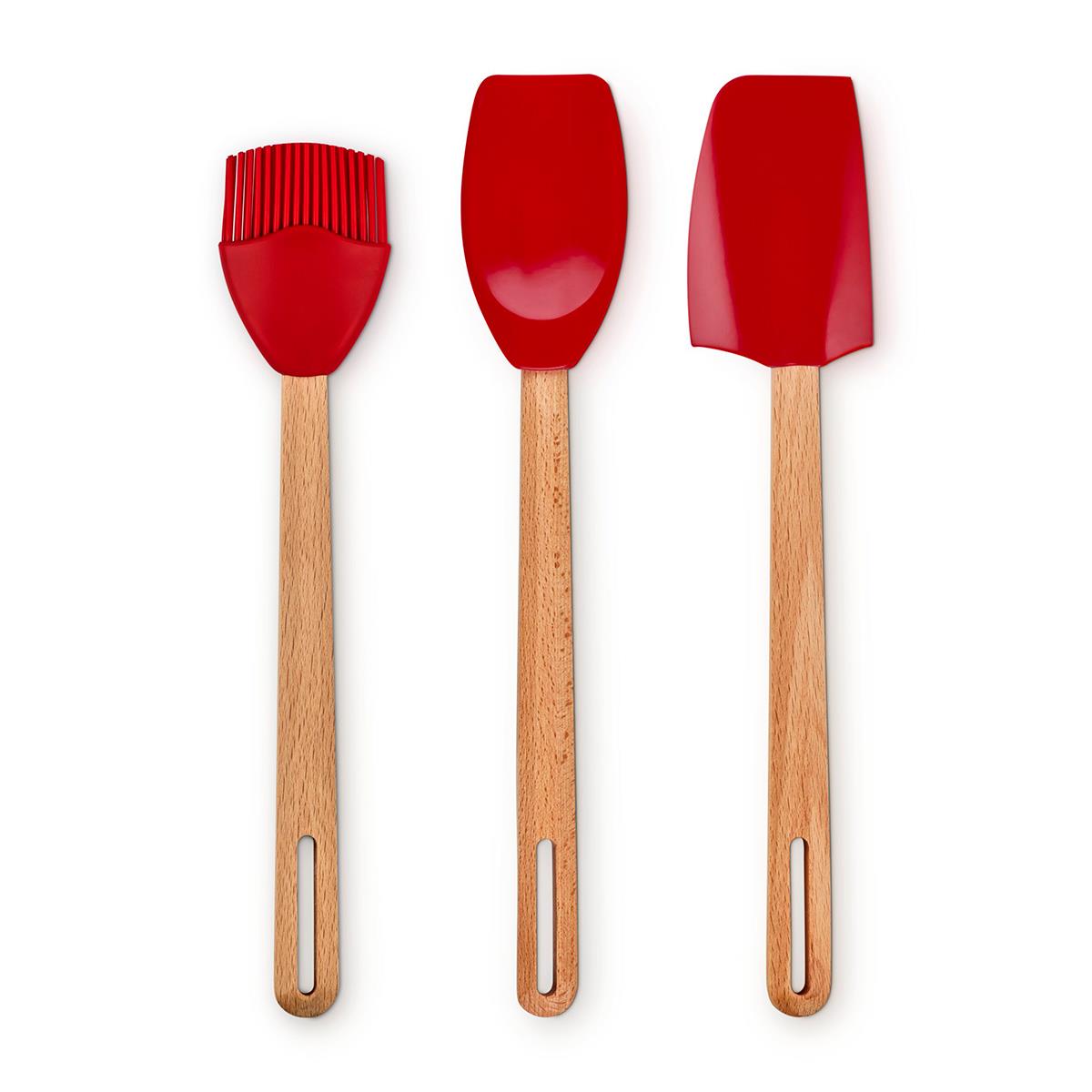 Le Creuset Signature Set of 3 Tools Medium Spatula, Large Spoon, Basting Brush