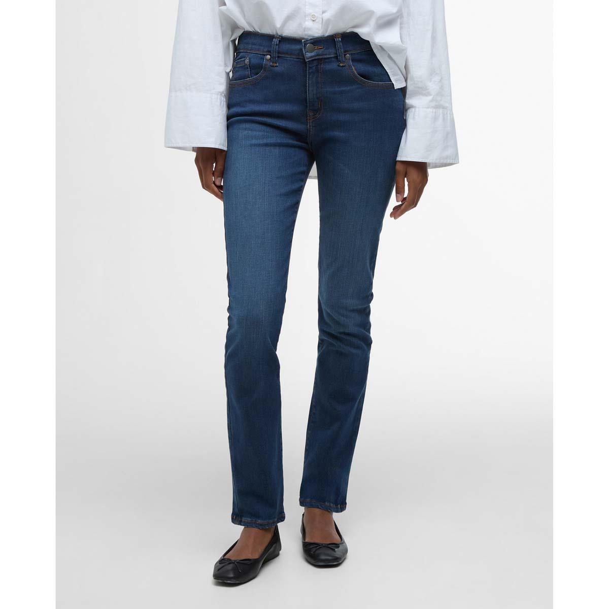 Worn Blue Wash Barbour Womens Essential Slim Jeans On Model