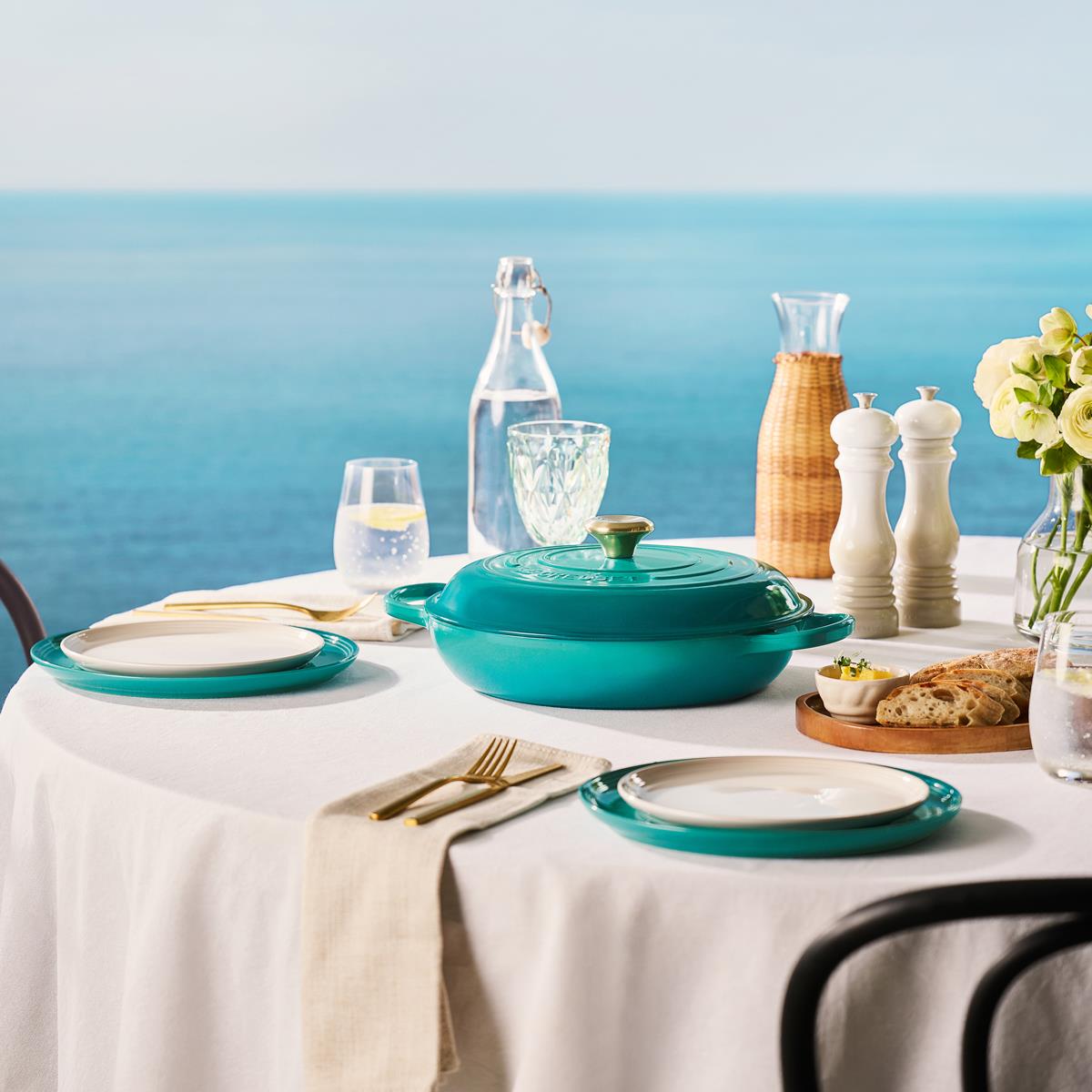 Le Creuset 26cm Cast Iron Shallow Casserole Dish Bleu Riviera
