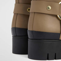 Military Brown Barbour Womens Elley Harness Welly Heel
