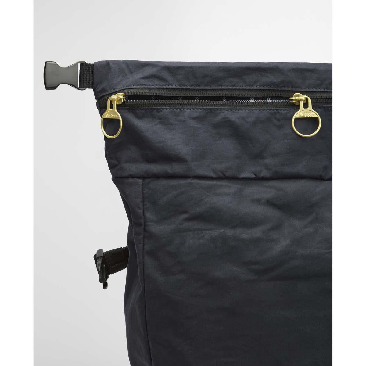 Navy Barbour Transport Foldover Backpack Bag zips