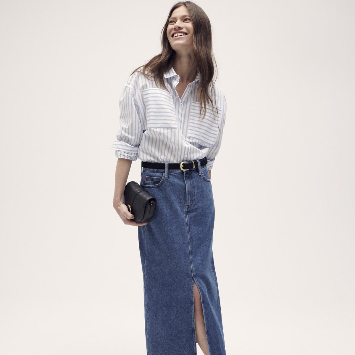 White/Blue Stripe Barbour Womens Nicola Shirt On Model 2