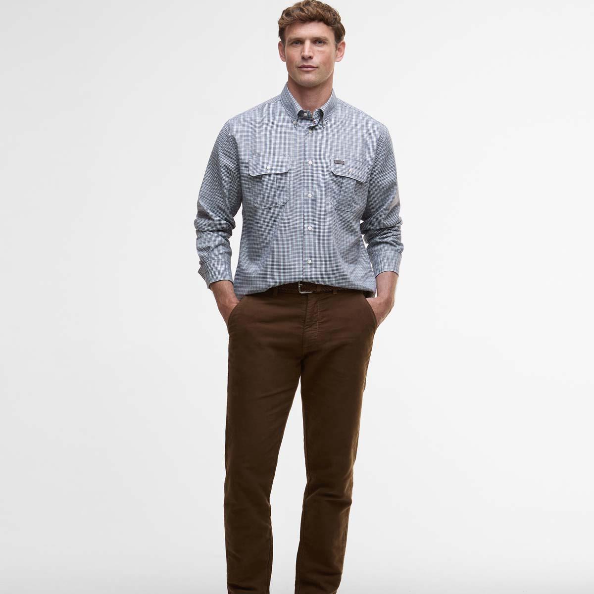 Mallard Green Barbour Mens Fenn Regular Thermo Weave Gingham Shirt front