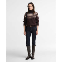 Seal Brown Barbour Womens Darwen Knitted Jumper ON MODEL