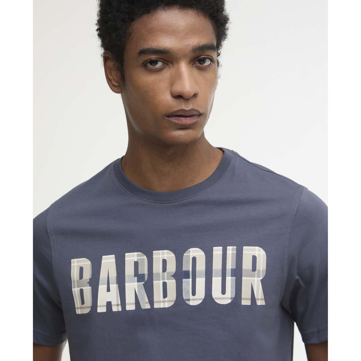 Washed Navy Barbour Mens Thurford T-shirt logo