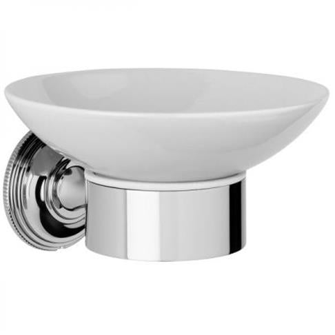 Chrome Plated Samuel Heath Style Moderne Soap Holder White Ceramic N6634W