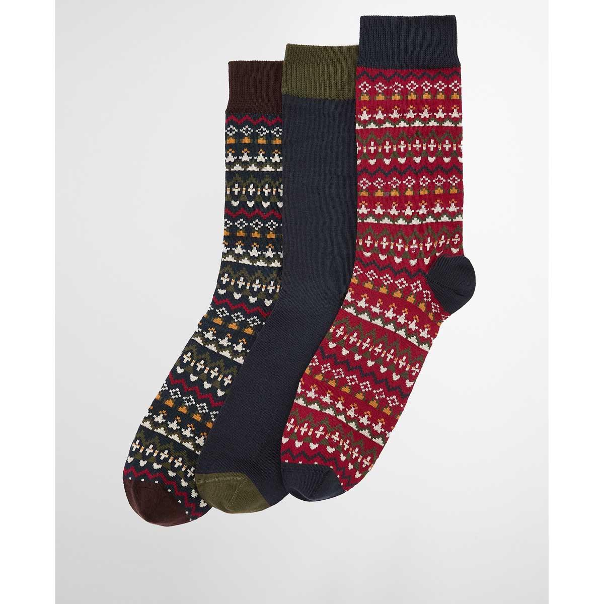 Olive Barbour Mens Marlow Fair Isle Sock Gift Box set