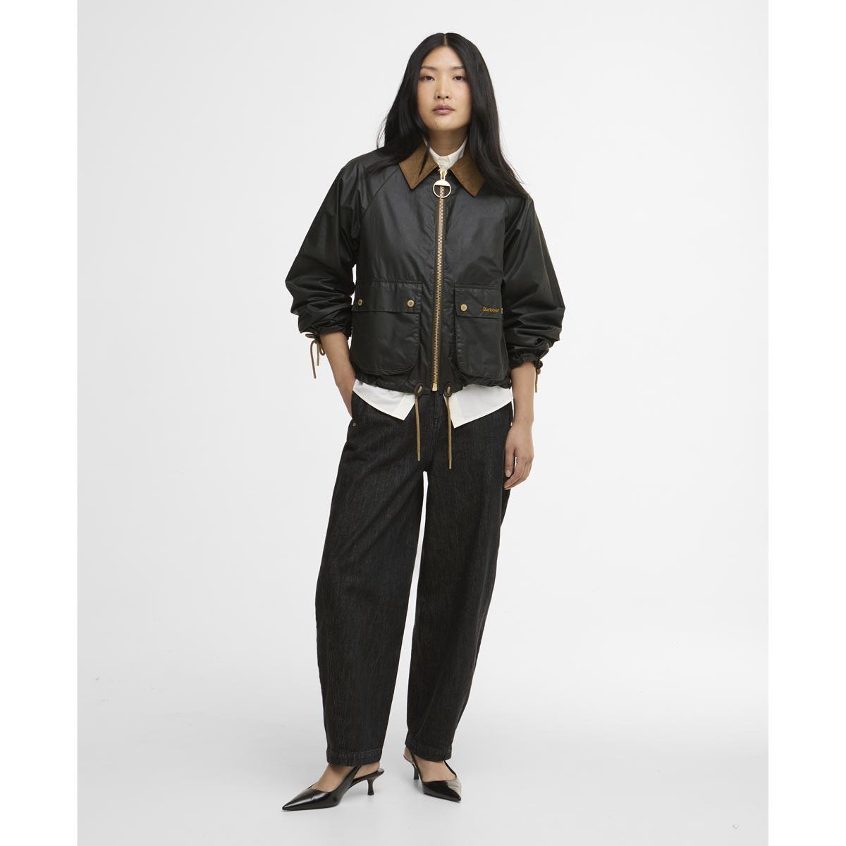 Fern/Ancient Barbour Womens Marron Wax Jacket On Model