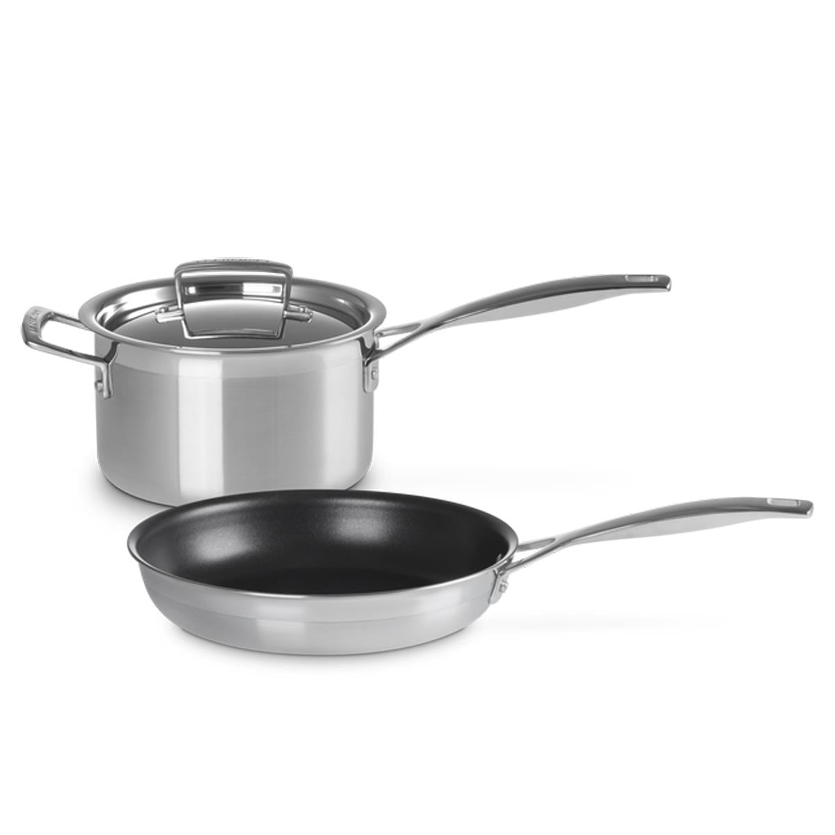 Le Creuset Classic 3-ply Stainless Steel 2-Piece Frying Pan and Saucepan Set