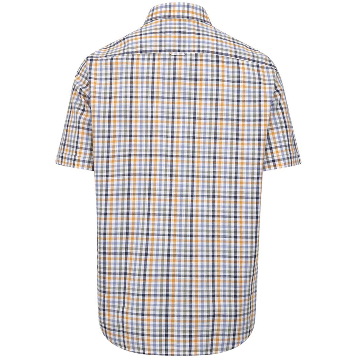 Blue/Basil/Gold Hoggs of Fife Mens Aberdour Short Sleeve Shirt Back