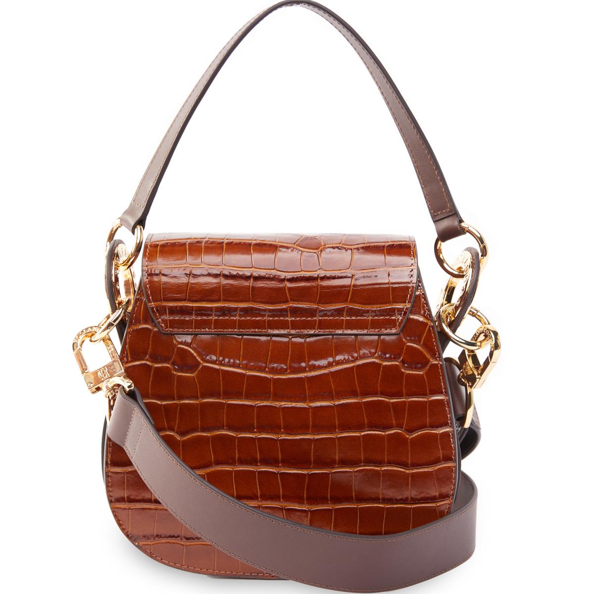Tan Croc Holland Cooper Womens Chelsea Saddle Bag Back