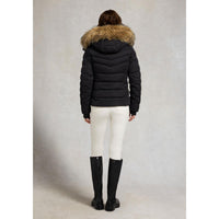 Deep Black Natural Holland Cooper Womens Whistler Puffer Jacket On Model Back
