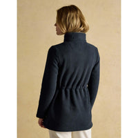 Navy Joules Womens Heritage Longline Fleece Jacket On Model Rear