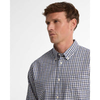 Navy Barbour Mens William Regular Fit Checked Shirt COLLAR