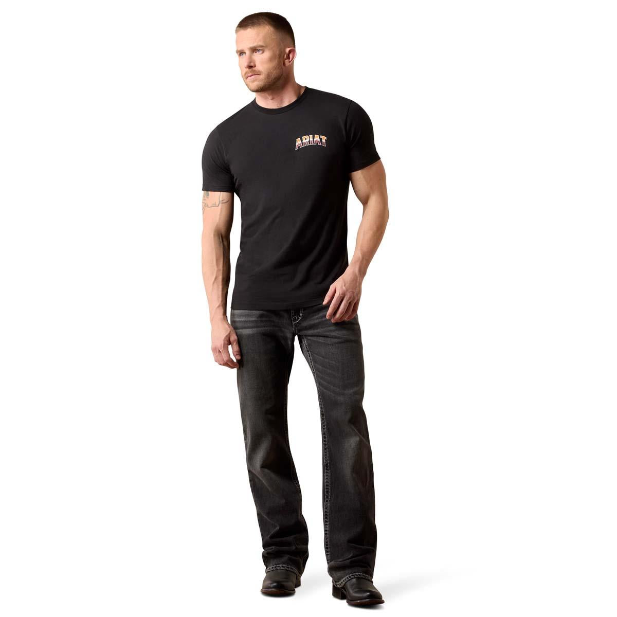 Black Ariat Mens Country Rock T-Shirt Full Length On Model
