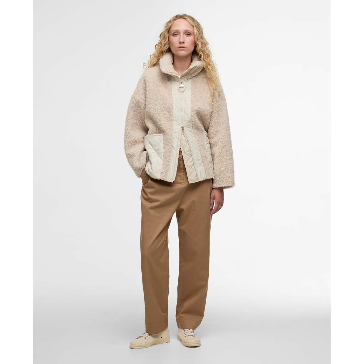 Silver Cloud/Oatmeal Barbour Womens Brawby Fleece Jacket On Model