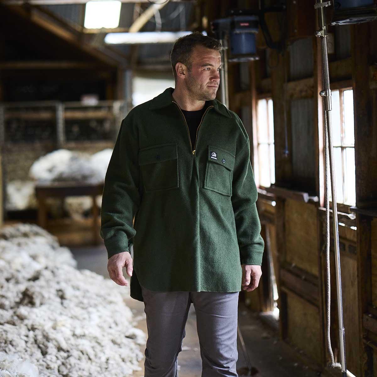 Olive Swanndri Mens Ranger Quarter Zip Bushshirt Lifestyle